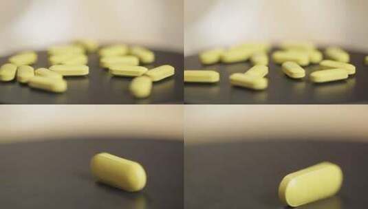 【镜头合集】黄色维生素营养药片高清在线视频素材下载