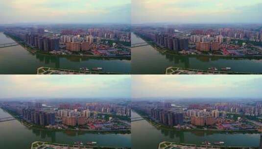 4k湘江浏阳河畔城市航拍高清在线视频素材下载