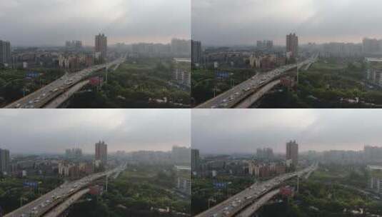 湖南衡阳城市交通车辆行驶航拍高清在线视频素材下载