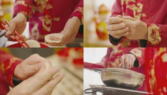 春节包饺子高清在线视频素材下载