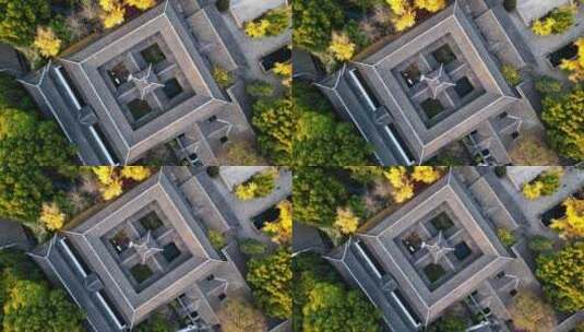 航拍园林建筑 苏州园林 西园寺高清在线视频素材下载