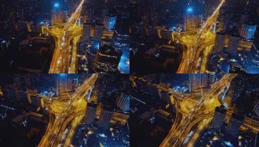 上海黄浦区夜景航拍高清在线视频素材下载