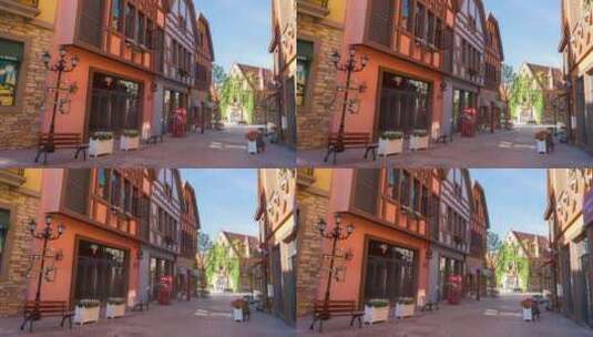 欧洲小镇城市街道广场4k视频平移镜头高清在线视频素材下载