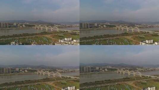 安康东坝汉江大桥航拍高清在线视频素材下载
