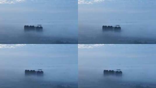 上海中庚平流雾环球创意中心航拍高清在线视频素材下载
