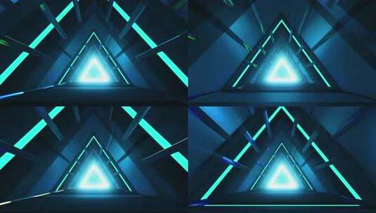 蓝色三角光线隧道背景素材高清在线视频素材下载