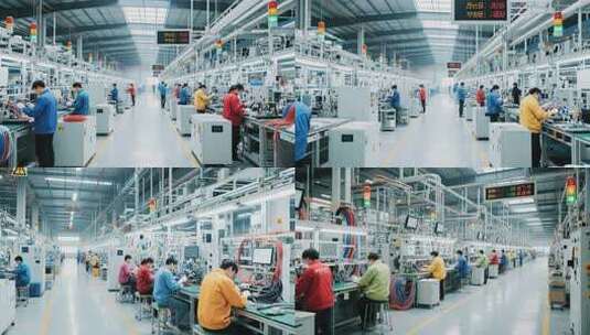 工厂工人生产线作业场景高清在线视频素材下载