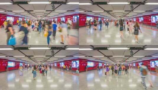 香港地铁人来人往日景固定延时高清在线视频素材下载