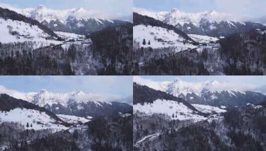 法国阿尔卑斯山著名滑雪场的鸟瞰图高清在线视频素材下载
