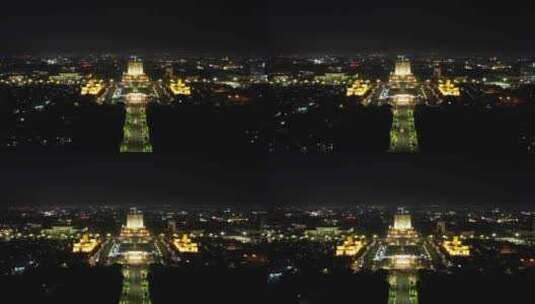 山东东营市政府夜景灯光航拍高清在线视频素材下载