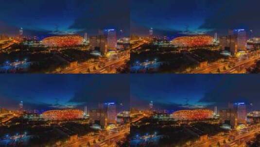 北京鸟巢夜景延时高清在线视频素材下载