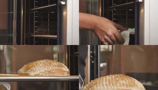 从烤箱中取出烤好的面包高清在线视频素材下载