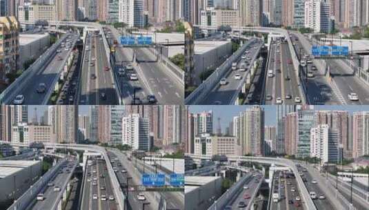 广州黄埔大道车流航拍高清在线视频素材下载