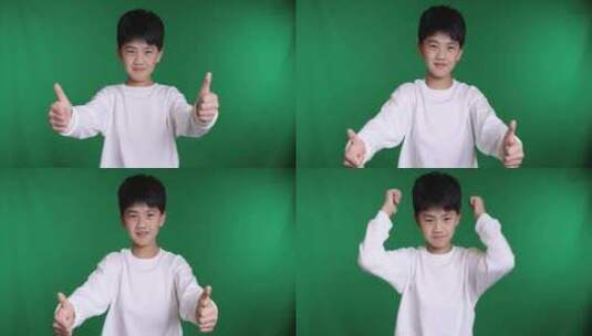 帅气的中国小男孩做手势点赞8K实拍高清在线视频素材下载