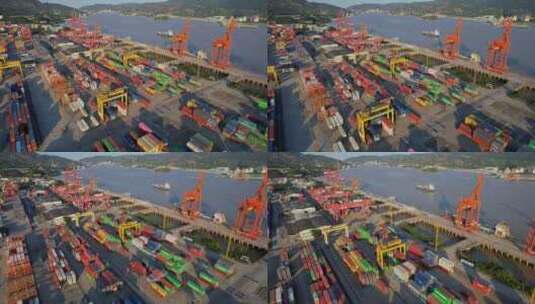 航拍福州青洲集装箱码头高清在线视频素材下载