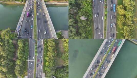 深圳湾后海大桥俯拍高清在线视频素材下载