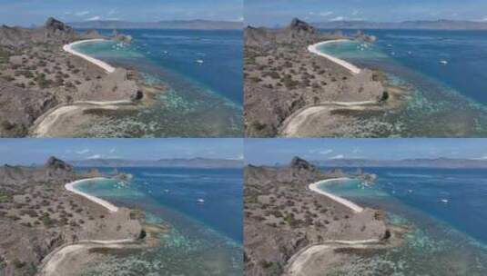 印尼科莫多帕达尔岛粉红沙滩航拍自然风光高清在线视频素材下载