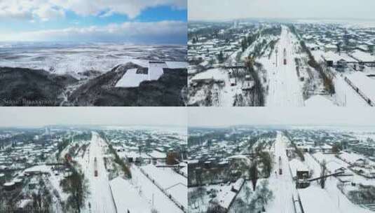 雪景航拍图高清在线视频素材下载