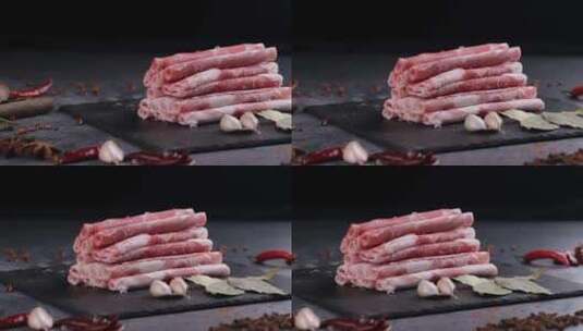 火锅菜品羊肉卷高清在线视频素材下载