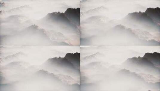 远处的山脉和山谷上的漂浮一层薄薄的雾高清在线视频素材下载