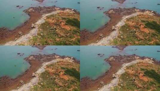 航拍平潭大嵩岛原生态海岛海浪碧海蓝天沙滩高清在线视频素材下载