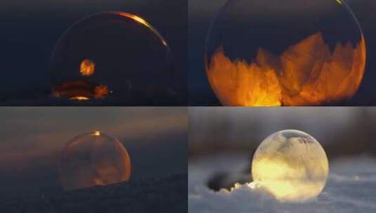 雪地月球泡泡结冰高清在线视频素材下载