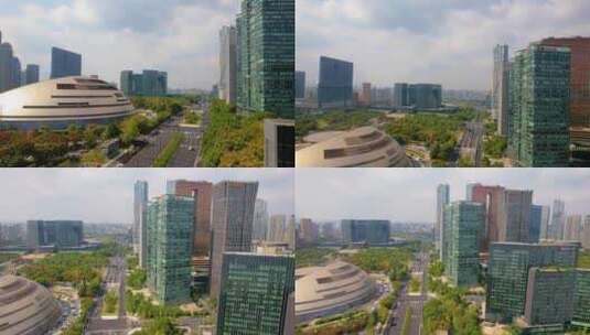 杭州钱江新城市民中心城市风景航拍高清在线视频素材下载