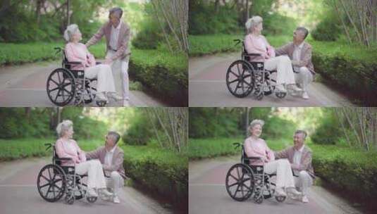 老人轮椅高清在线视频素材下载
