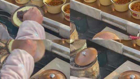 路边摊四川小吃蛋烘糕制作8高清在线视频素材下载