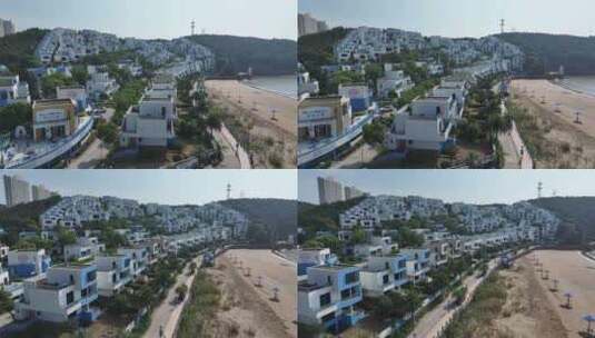 海边蓝白建筑小镇高清在线视频素材下载