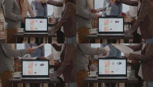 商务会议办公室笔记本电脑分析图特写高清在线视频素材下载