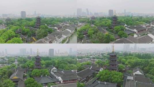 苏州寒山寺中式建筑旅游景点航拍高清在线视频素材下载