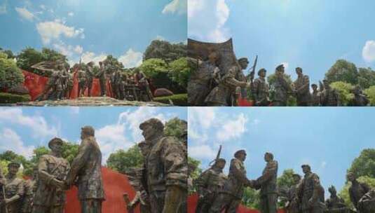 八一南昌工农红军会师雕塑群高清在线视频素材下载