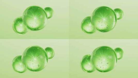 透明绿色护肤品精华球体三维渲染高清在线视频素材下载