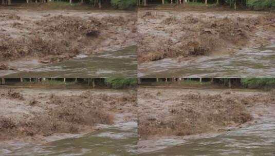 实拍暴雨后洪水 山洪  泥石流高清在线视频素材下载