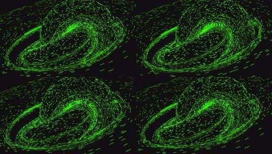 螺旋旋转的3D粒子流。设计。彩色粒子在快高清在线视频素材下载