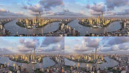 上海陆家嘴黄浦江畔全景高清在线视频素材下载