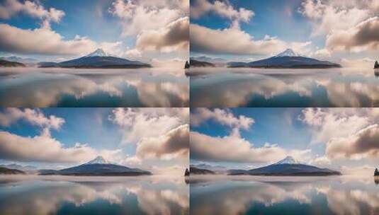 富士山湖泊自然风光高清在线视频素材下载