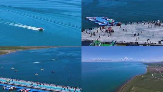 青海湖泊航拍全景自然风光高清在线视频素材下载