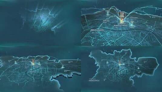 杭州区位交通路网动画 folder高清AE视频素材下载
