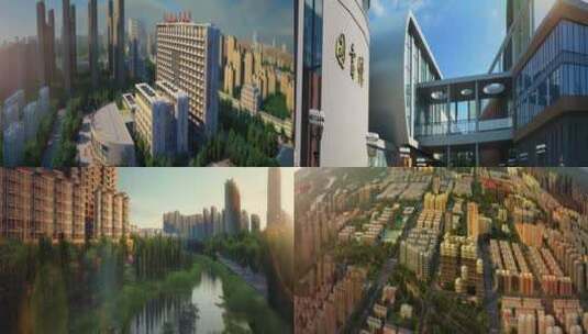 三维颍上学校城市建筑鸟瞰动画高清在线视频素材下载
