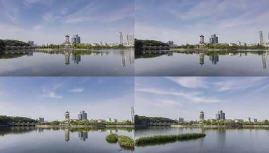 湖南长沙烈士公园潇湘阁大范围延时摄影高清在线视频素材下载