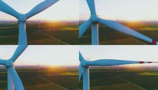 航拍农场的风力发电厂高清在线视频素材下载
