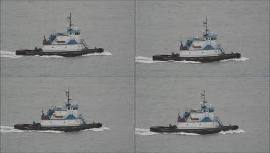 横穿大海的拖船高清在线视频素材下载