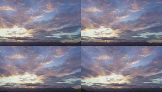 夕阳云朵航拍大景高清在线视频素材下载