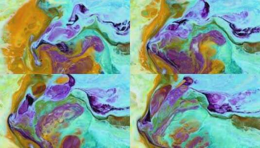 清新黄绿紫三色浅淡分界流动纹理背景高清在线视频素材下载