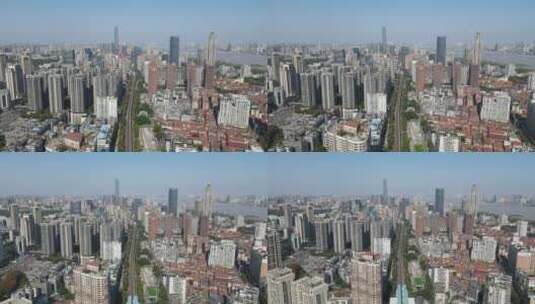 航拍湖北武汉城市建设高楼大厦高清在线视频素材下载