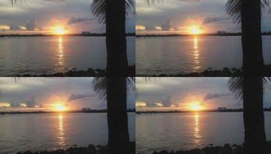 傍晚海边的日落美景高清在线视频素材下载