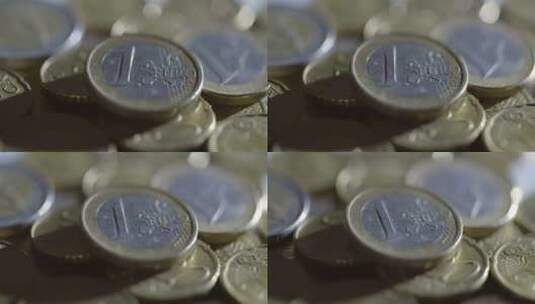 绕着欧元硬币旋转高清在线视频素材下载
