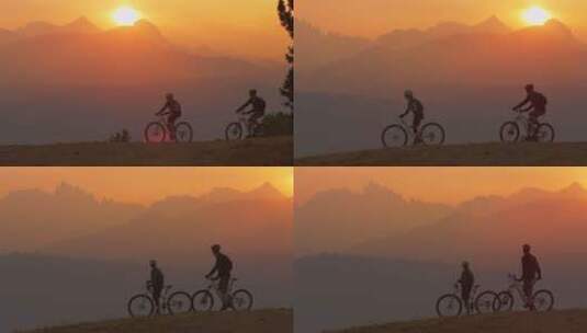 日落下骑行的人高清在线视频素材下载